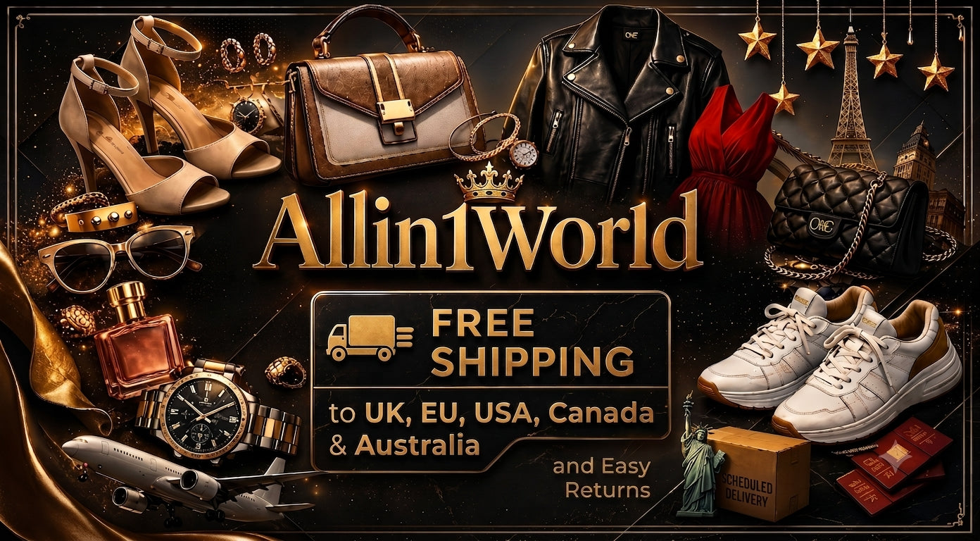 All In 1 World — free shipping to the UK, EU, USA, Canada and Australia, and easy returns. Handbags, heels, sneakers, sunglasses, watches and accessories.