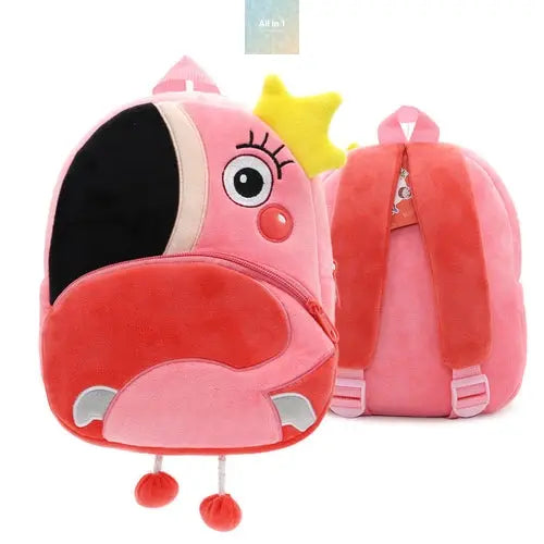 Cute Plush Backpacks Kindergarten Cartoon School Bags Children Animal Crimson Medea