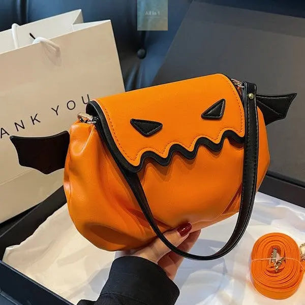 Funny Crossbody Bag Halloween Pumpkin Cartoon Shoulder Bags With Small Crimson Medea