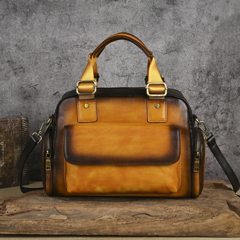 Full-grain leather crossbody bag, detail