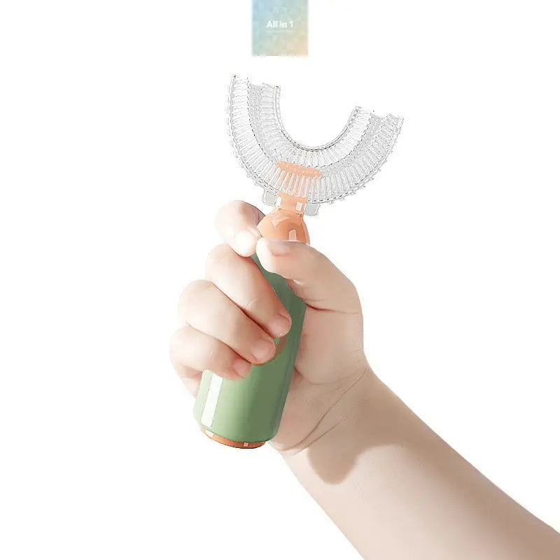 Manual Children's U-shaped Toothbrush Silicone Toothbrush Maroon Asteria