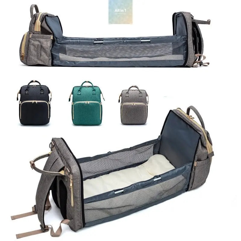 USB Charging Version Mommy Bed Backpack Folding Large Capacity Crimson Medea