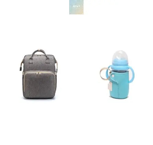 USB Charging Version Mommy Bed Backpack Folding Large Capacity Crimson Medea