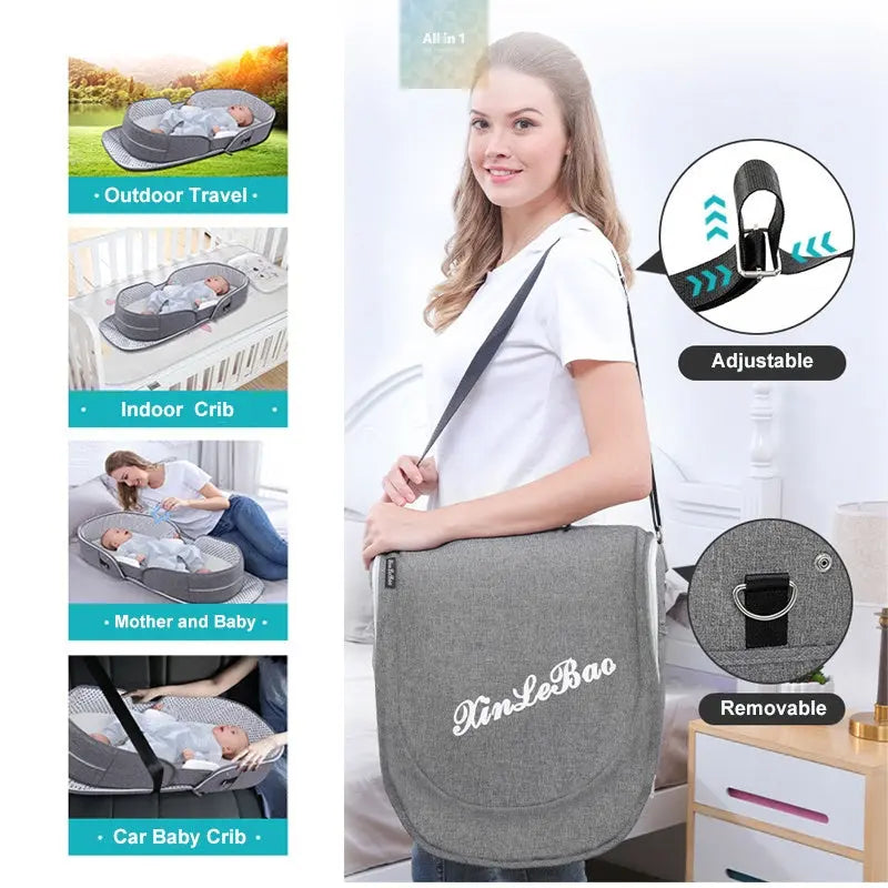 Portable Removable Folding Crib Baby Bed Mammy Bag Crimson Medea