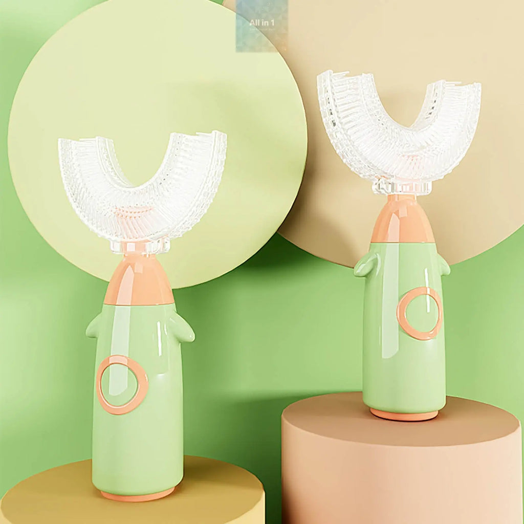 Manual Children's U-shaped Toothbrush Silicone Toothbrush Maroon Asteria