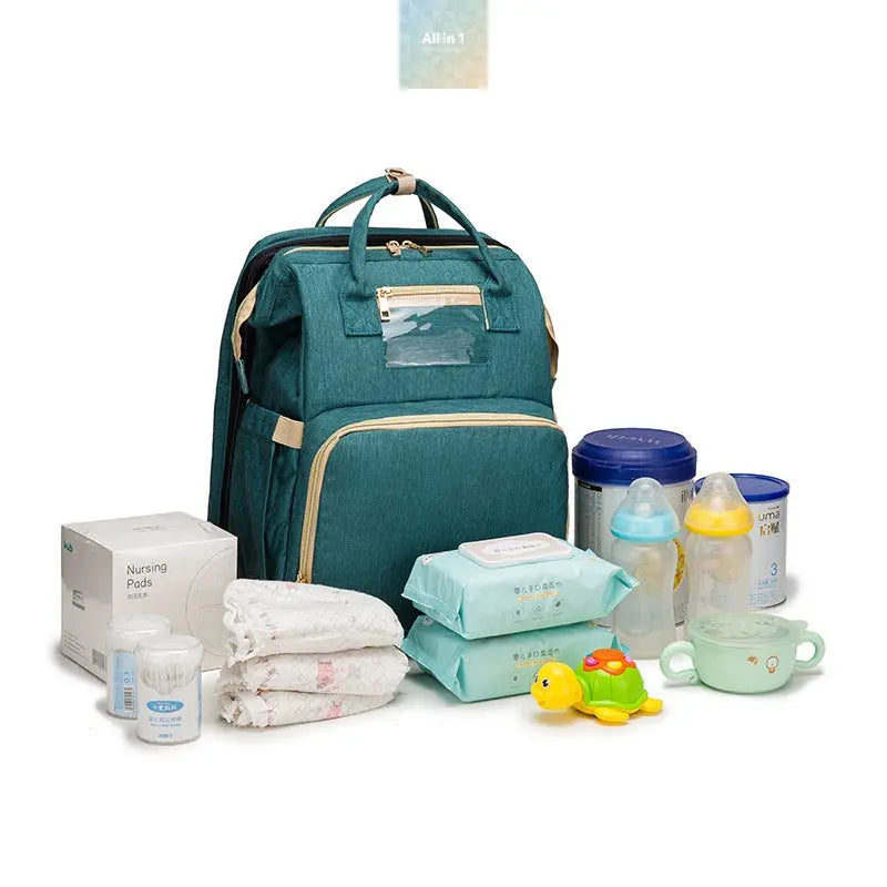 USB Charging Version Mommy Bed Backpack Folding Large Capacity Crimson Medea