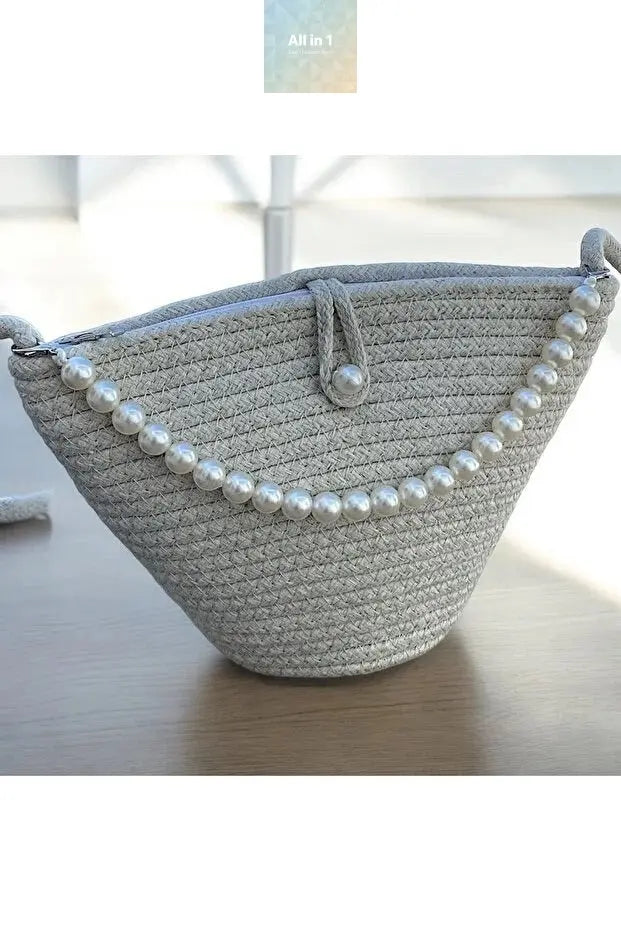 Women beige pearl design classic shoulder bag elegant daily handbag Gold Penelope