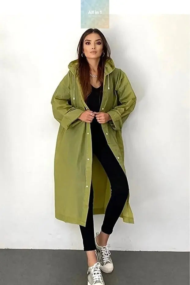 Khaki EVA Fabric Waterproof & Windproof Raincoat Gold Penelope