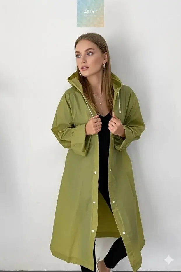 Khaki EVA Fabric Waterproof & Windproof Raincoat Gold Penelope