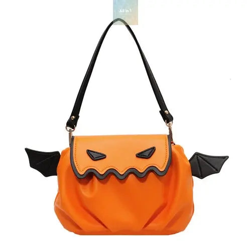 Funny Crossbody Bag Halloween Pumpkin Cartoon Shoulder Bags With Small Crimson Medea