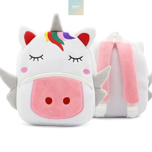 Cute Plush Backpacks Kindergarten Cartoon School Bags Children Animal Crimson Medea