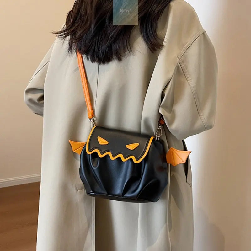 Funny Crossbody Bag Halloween Pumpkin Cartoon Shoulder Bags With Small Crimson Medea