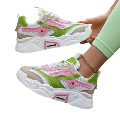 Women's mesh platform sneaker, back view