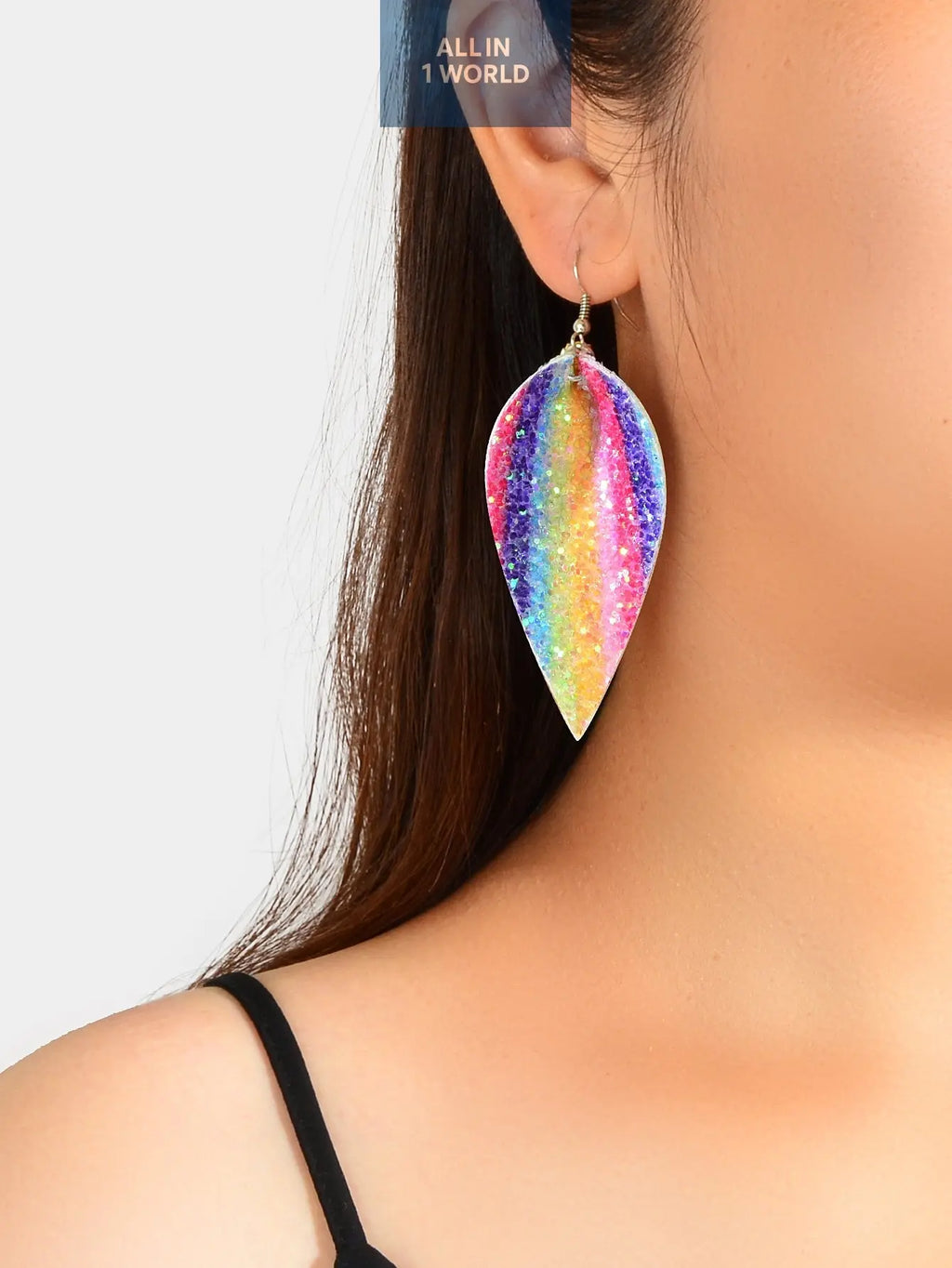 Cute Funny Shining Sequins Multi-colored Pu Leather Water Drop Dangle all in 1 world