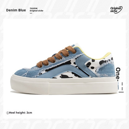 Women's retro lace-up sneaker, denim blue colourway
