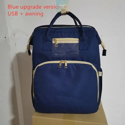 USB Charging Version Mommy Bed Backpack Folding Large Capacity Crimson Medea