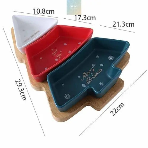 Ceramic Fruit Tree Plate Creative Mixed Color Christmas  @All in 1 world all in 1 world