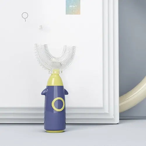 Manual Children's U-shaped Toothbrush Silicone Toothbrush Maroon Asteria