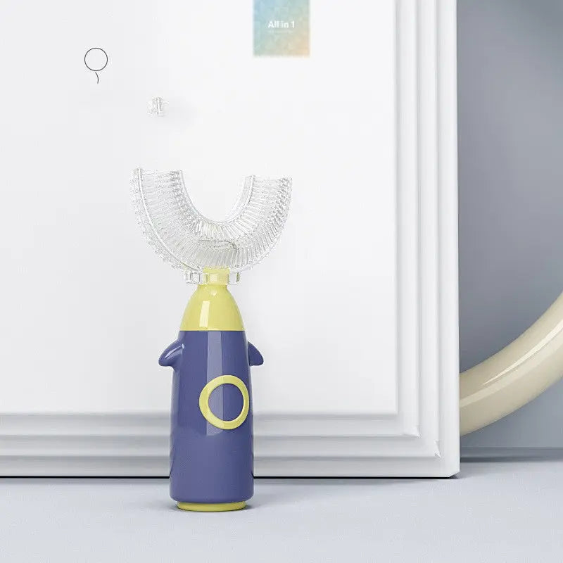 Manual Children's U-shaped Toothbrush Silicone Toothbrush Maroon Asteria