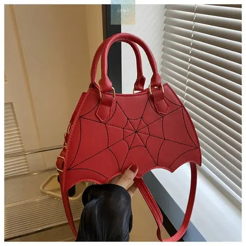 Halloween Spider Web Saddle Bags Fashion Personality Crossbody Crimson Medea