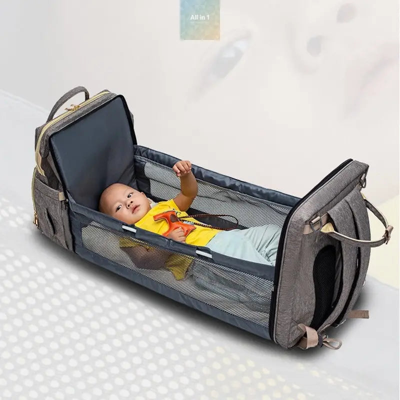 USB Charging Version Mommy Bed Backpack Folding Large Capacity Crimson Medea