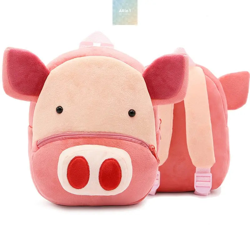 Cute Plush Backpacks Kindergarten Cartoon School Bags Children Animal Crimson Medea