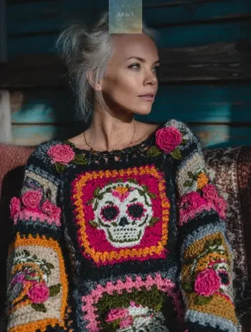 Womens Retro Printed American Style Streetwear Loose Knit Sweater Top Pink Lucky