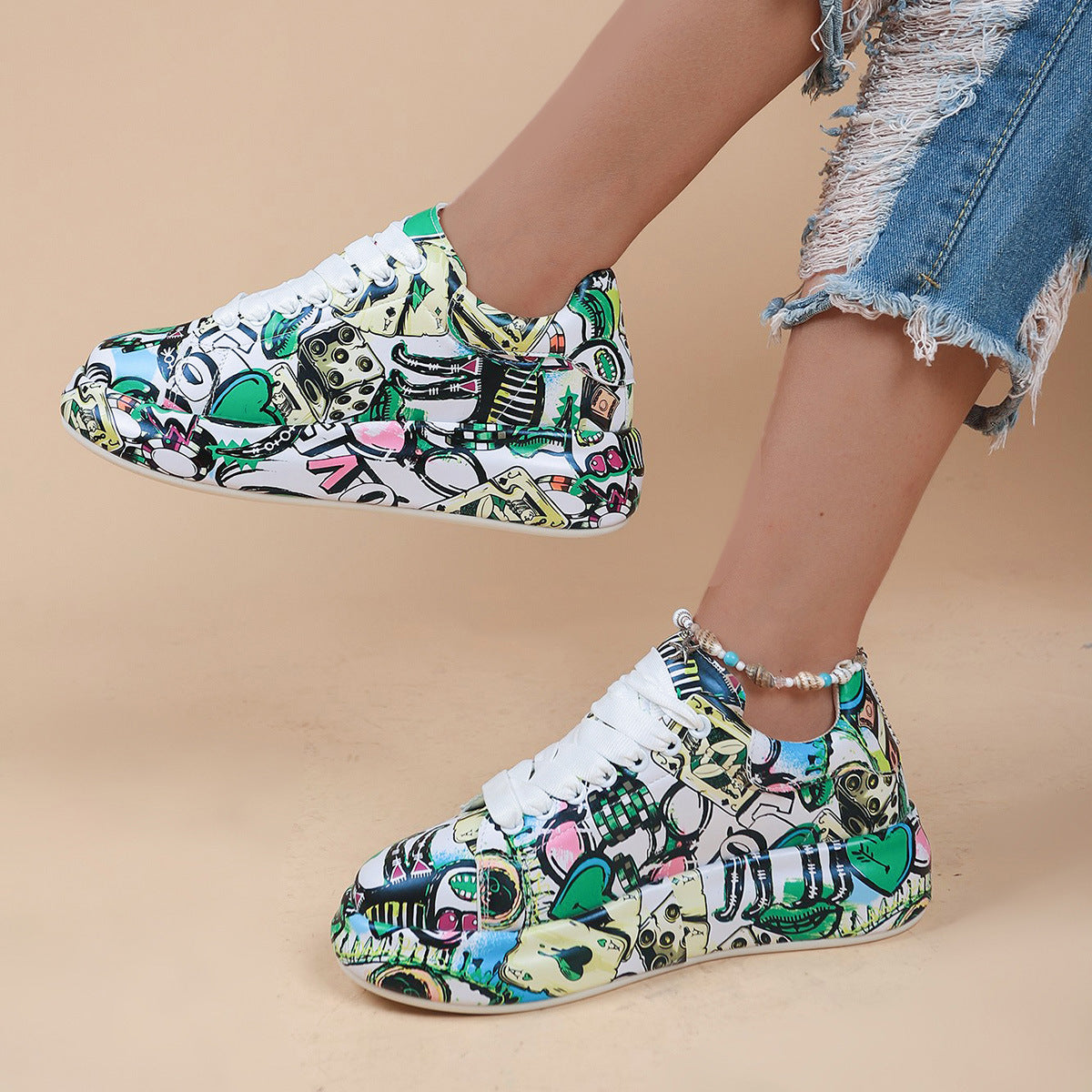 Thick-sole platform sneaker, angle view