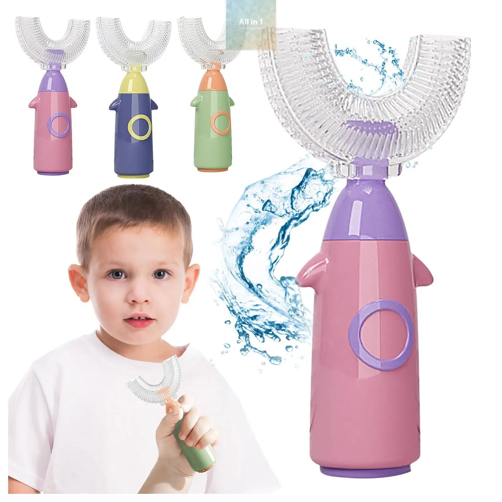 Manual Children's U-shaped Toothbrush Silicone Toothbrush Maroon Asteria