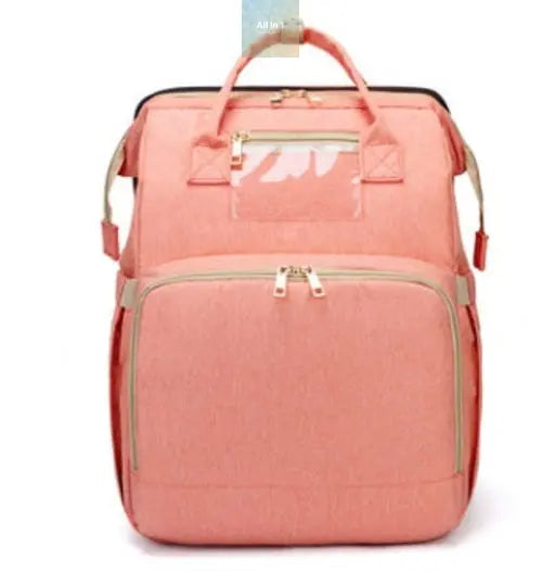 USB Charging Version Mommy Bed Backpack Folding Large Capacity Crimson Medea