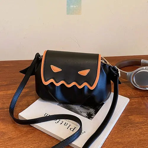 Funny Crossbody Bag Halloween Pumpkin Cartoon Shoulder Bags With Small Crimson Medea