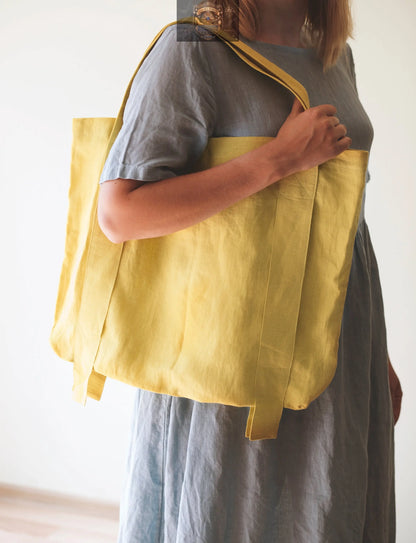 Safari Green and Greyish Mint linen canvas bag with two tones ALL IN 1 WORLD