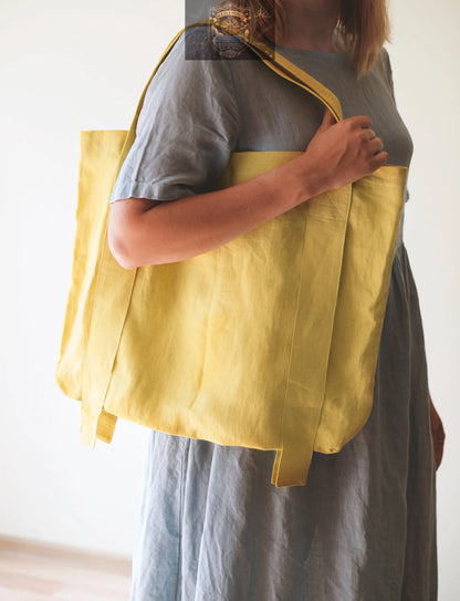 Safari Green and Greyish Mint linen canvas bag with two tones ALL IN 1 WORLD