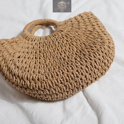 Summer Top Handle Semi Circle Straw Bag ALL IN 1 WORLD