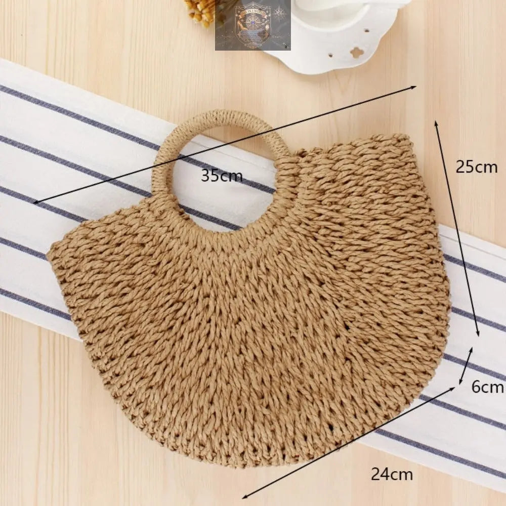 Summer Top Handle Semi Circle Straw Bag ALL IN 1 WORLD
