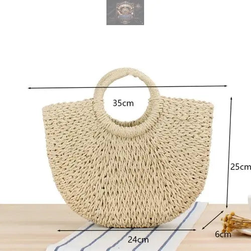 Summer Top Handle Semi Circle Straw Bag ALL IN 1 WORLD