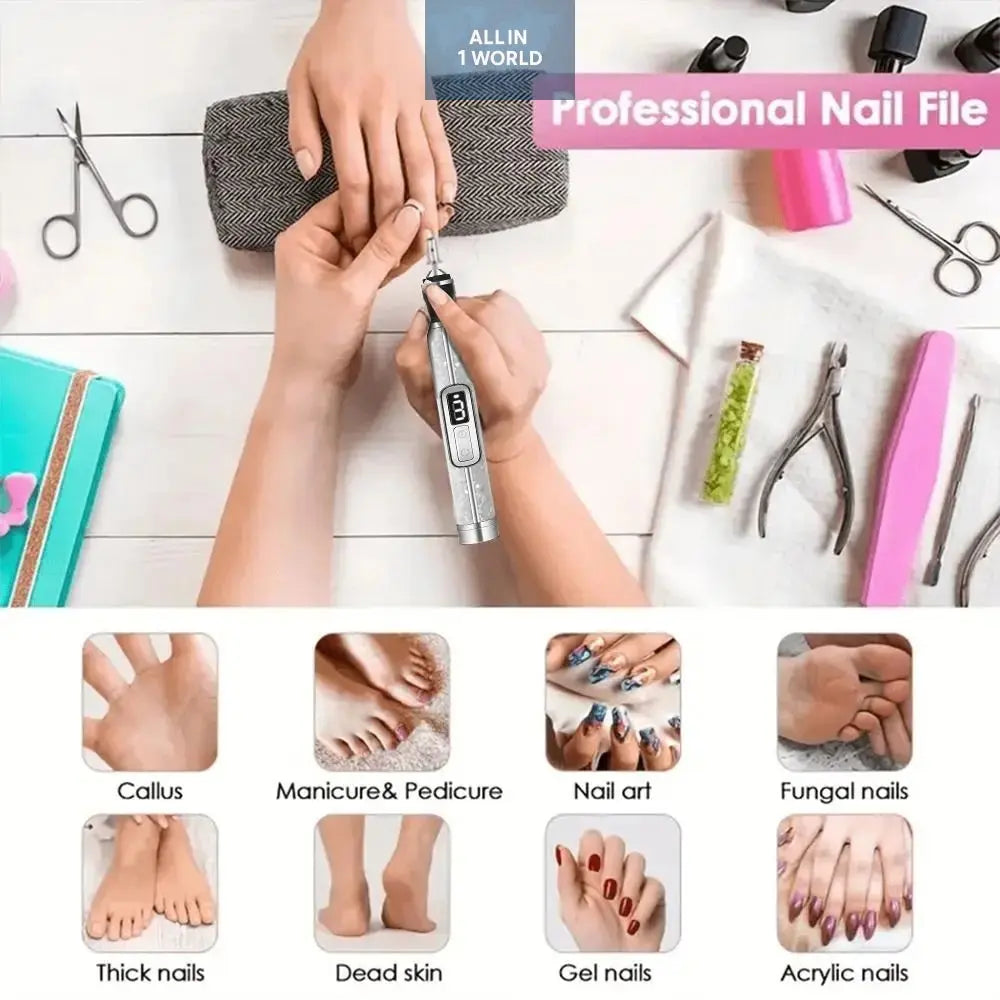 Low Noise Electric Nail Drill Multiple Gears 4 Gears Adjustable Nail all in 1 world