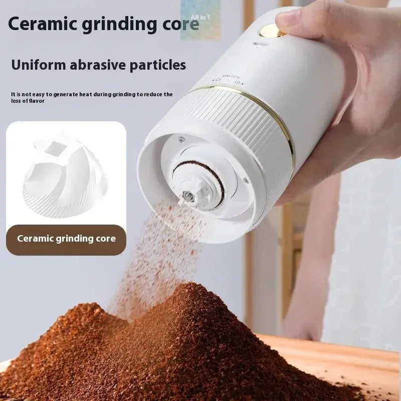Portable Electric Coffee Grinder Adjustable Grinding Thickness Ceramic @all in 1 world all in 1 world