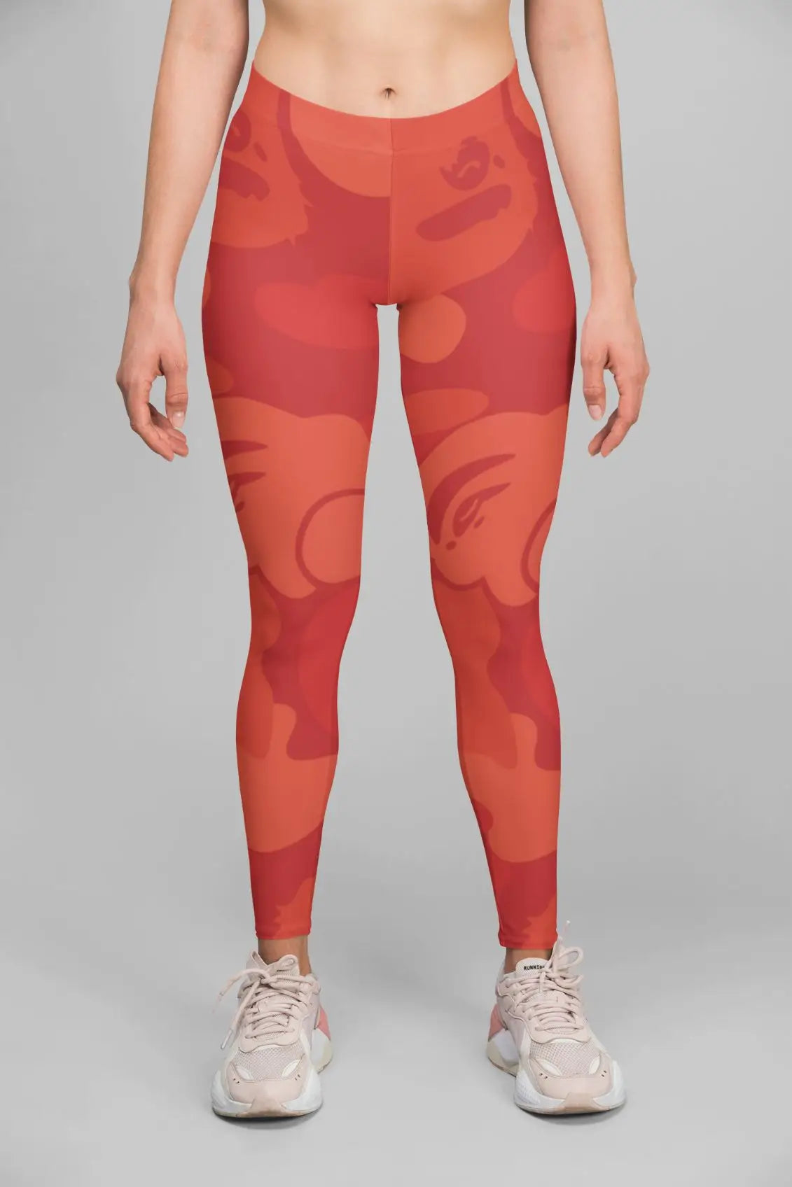 Alpine Red Retro print high-waist performance leggings for women - compression workout activewear - ALL IN 1 WORLD