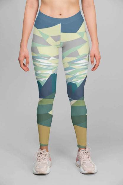 Alpine Scenery print high-waist performance leggings for women - breathable compression activewear - ALL IN 1 WORLD