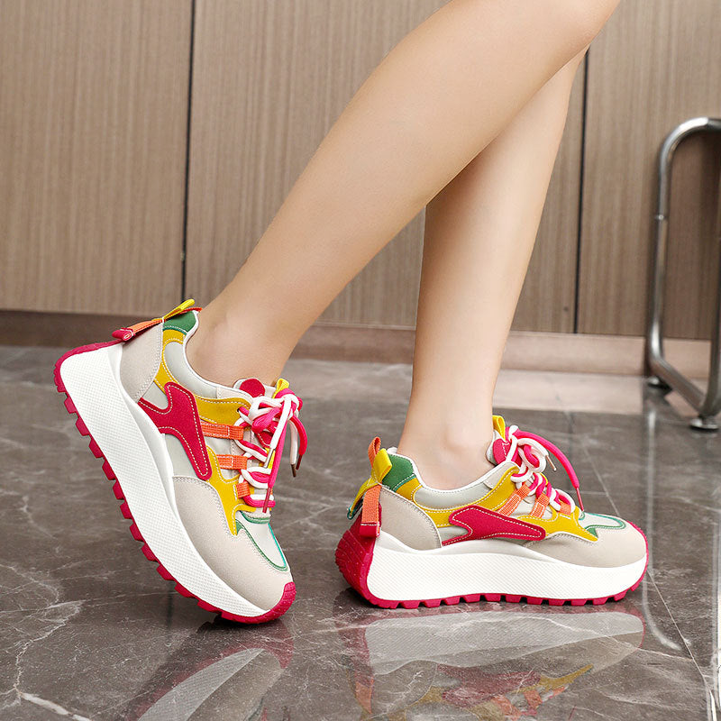 Women's chunky dad sneaker, red colourway