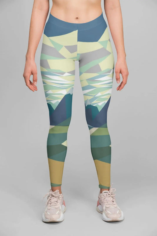 Alpine Scenery print high-waist performance leggings for women - breathable compression activewear - ALL IN 1 WORLD