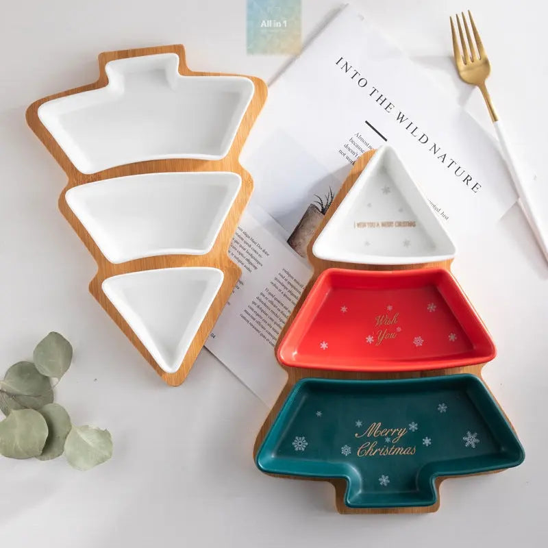 Ceramic Fruit Tree Plate Creative Mixed Color Christmas  @All in 1 world all in 1 world