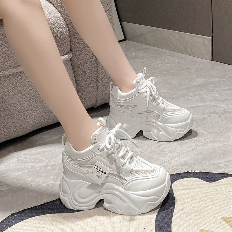 Women's platform lace-up sneaker, white colourway