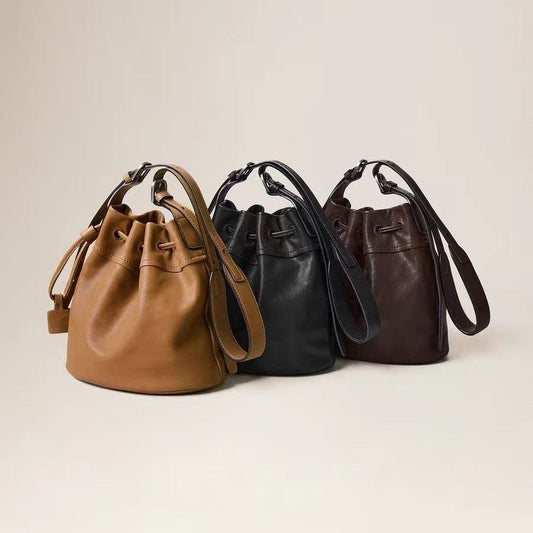 Sheepskin leather bucket bag, main view