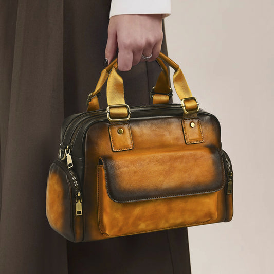 Full-grain leather vintage crossbody bag, main view