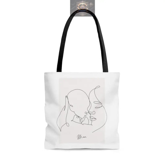 Medium double-sided print shopper tote bag with cotton webbing handles - durable everyday carry-all - ALL IN 1 WORLD