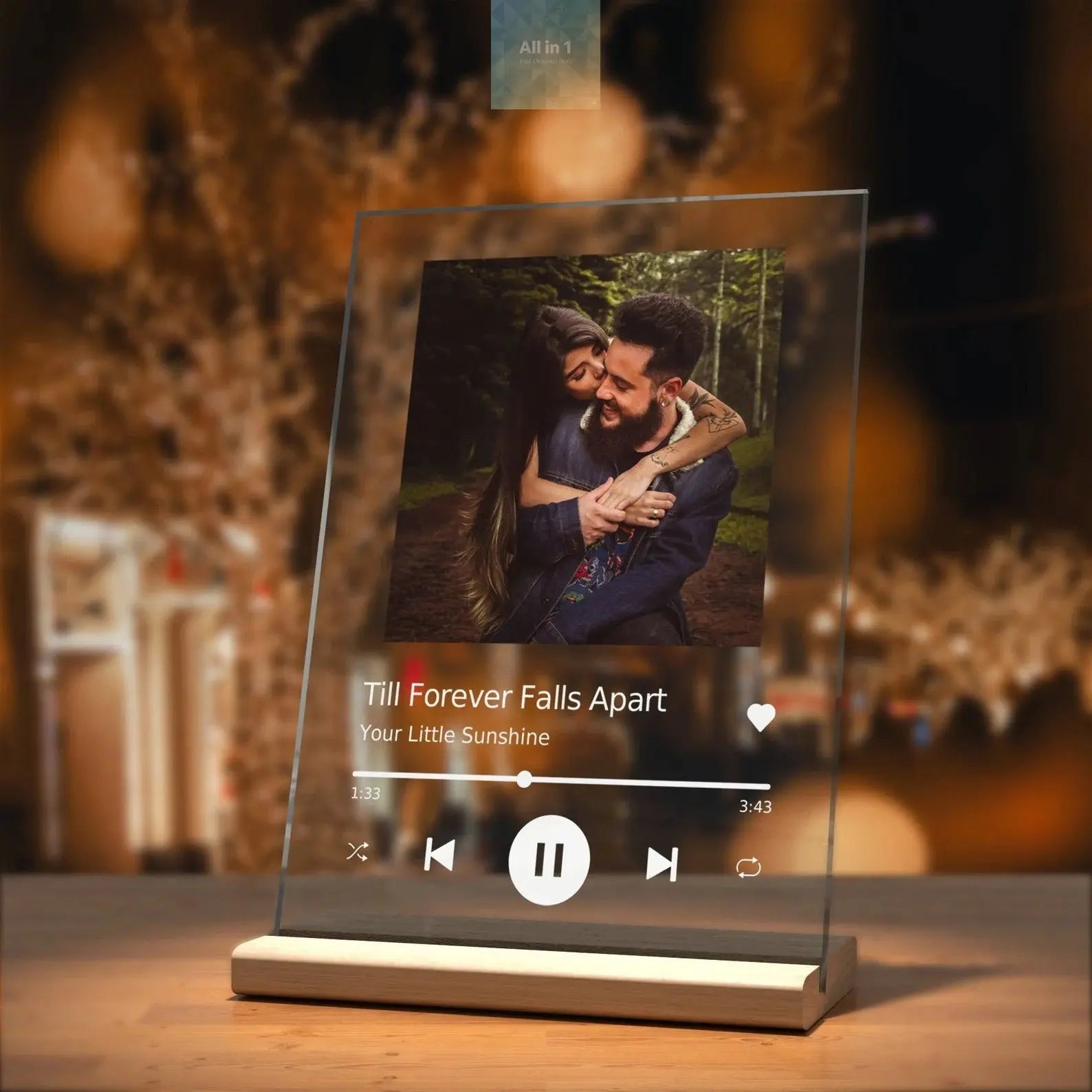 Personalized Gift Glass Art Music Plaque, Song Plaque, Spotify Sign White Felix