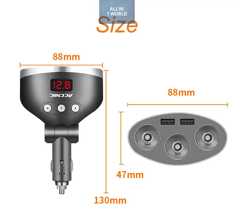 3 in 1 Dual USB Car Cigarette Lighter Socket @all in 1 world all in 1 world