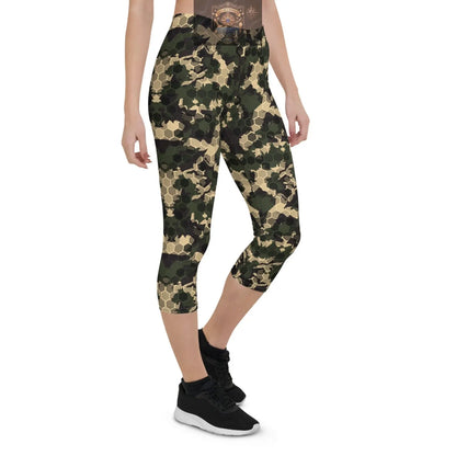 Womens Army Camo Capri Leggings with Honeycombs ALL IN 1 WORLD